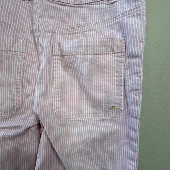 BONPOINT Pale Pink Stripe Overalls Girls 8 Stretch Cotton Bib Dungarees Classic - Picture 5 of 9